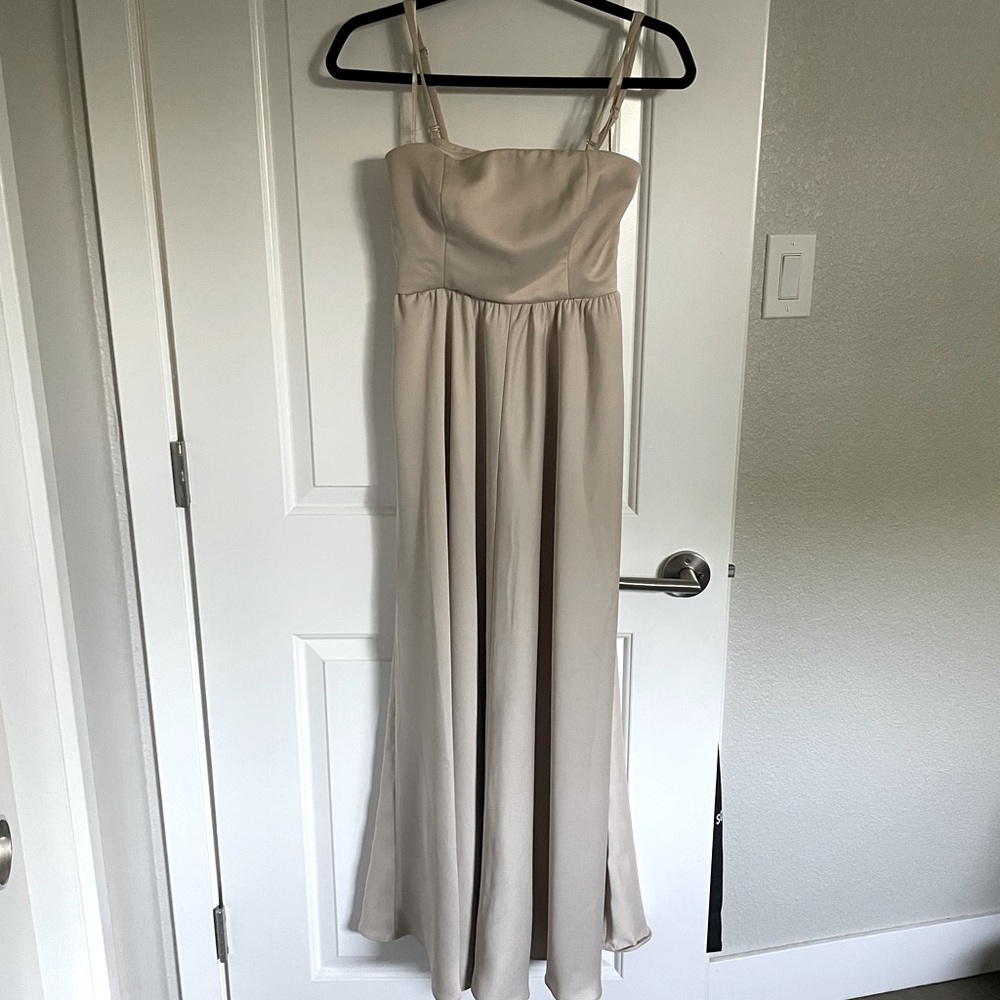 BHLDN Champagne Silky Midi Dress